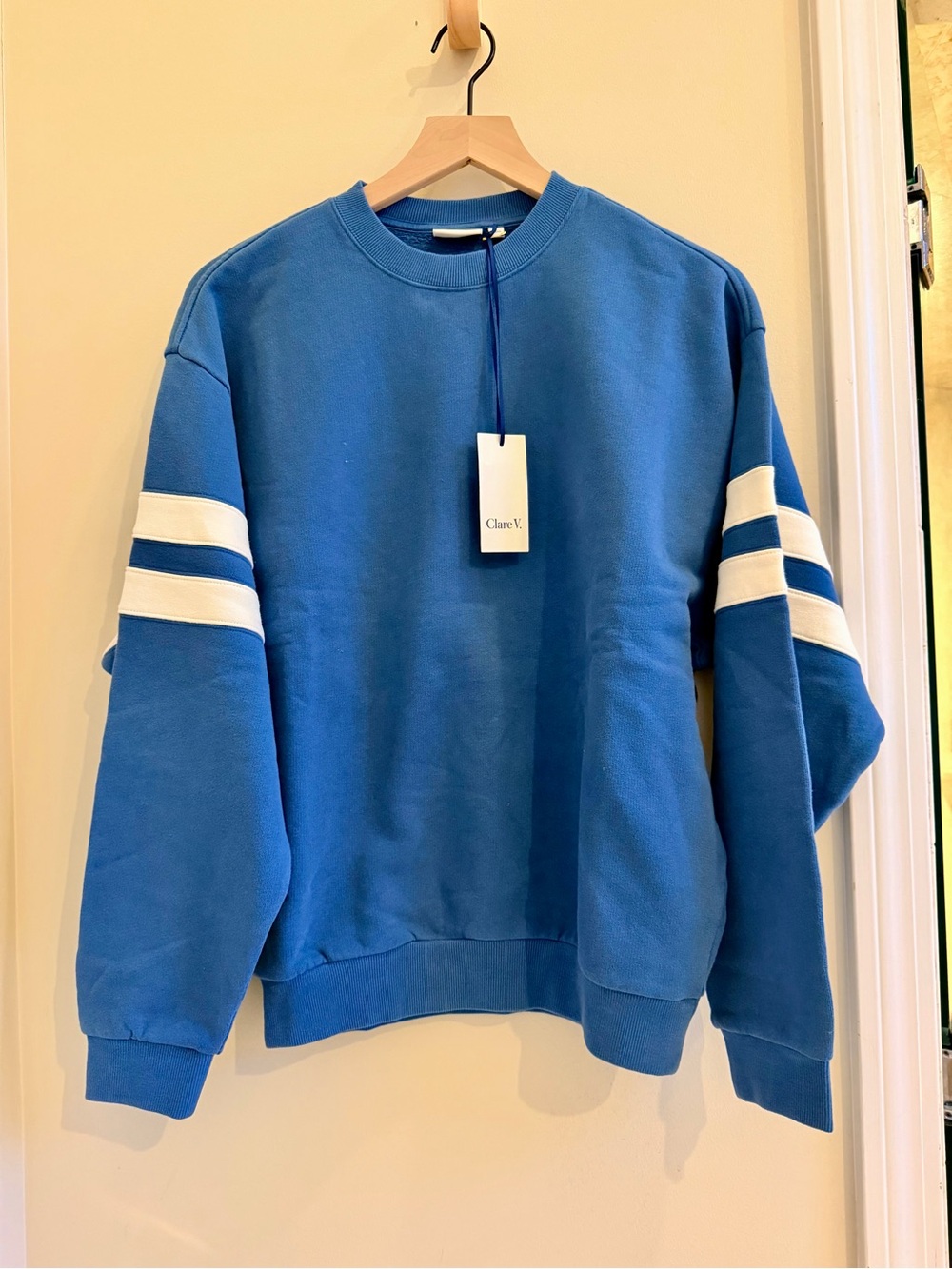 Clare V Oversized Varsity Sweatshirt - Desert Blue NWT $185